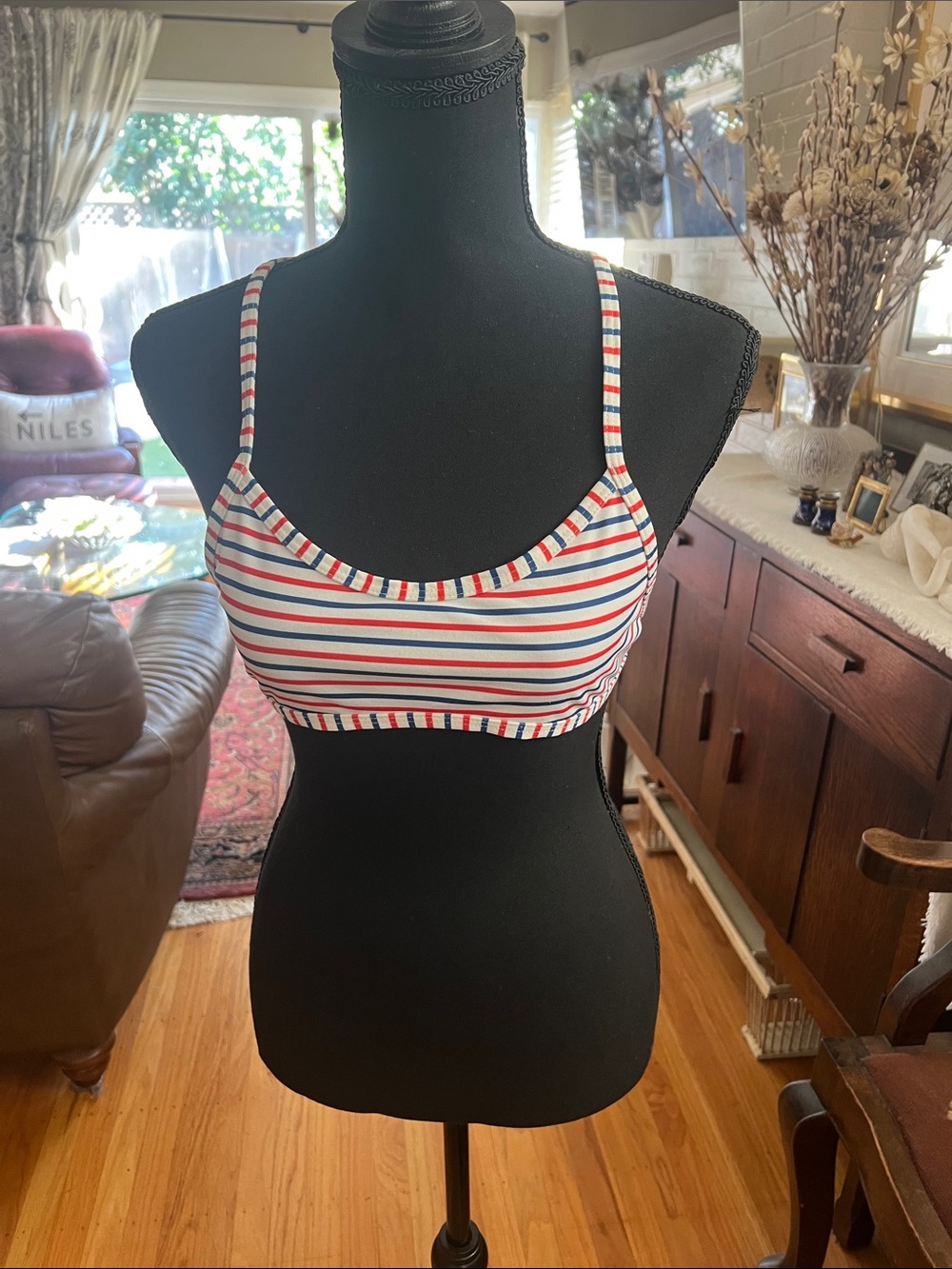 Jolyn Clothing Striped Swim Sports - White with Red & Blue Stripes-